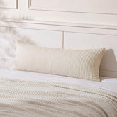 Decorative Long Body Lumbar Throw Pillow Covers Cream White 36x14-inch